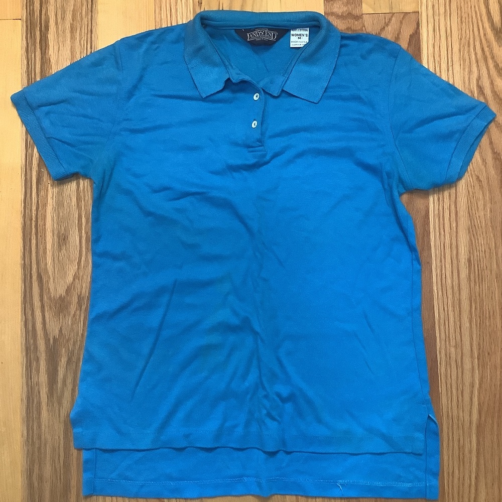 Lands’ End Blue 100% Cotton Polo Jersey, Excellent Condition